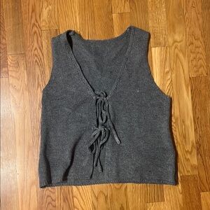 SHEIN Gray Asymmetrical Tie Front Tank Top